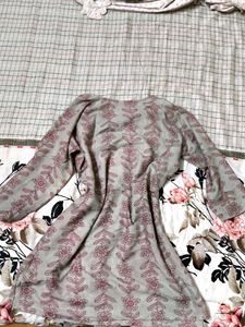 Grey Floral Print Kurta