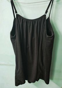 Classic Black Spaghetti Top with Built-in Bra |