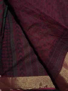 trendy Maroon Gold Border saree
