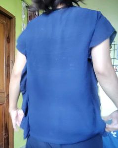Flowy Blue Top with Floral Print