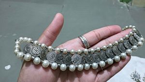 Pearl &amp; Coin Choker Necklace Set