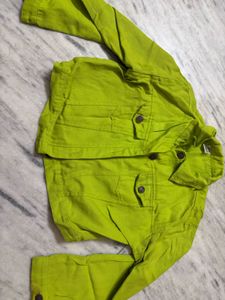 Lime Green Jacket &amp; White Crop Top Set