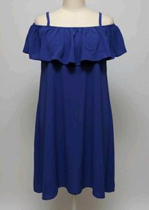 Off-Shoulder Ruffle Blue Dress