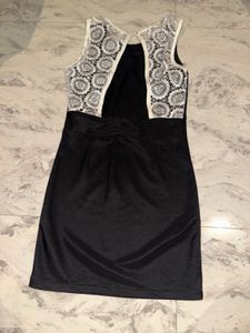 Black Lace Trimmed Mini Dress
