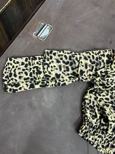 Leopard Print Smocked Crop Top