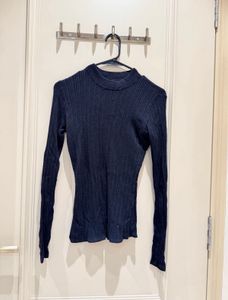 Ribbed Mock Neck Long Sleeve Top