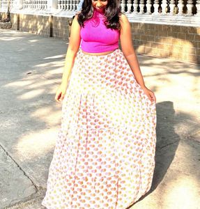 Tiered Print Maxi Skirt
