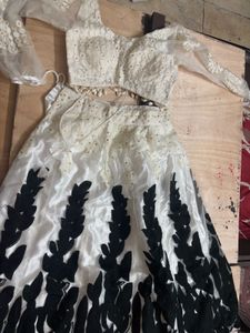 Elegant White And Black Lehenga