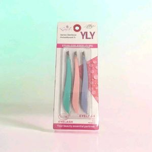 YLY Stainless Steel Eyebrow Tweezers Set