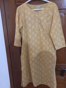 Pure Cotton Printed Light Orange Kurti