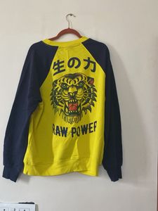 Yellow &amp; Navy "RAW POWER" Graphic Sweatshirt