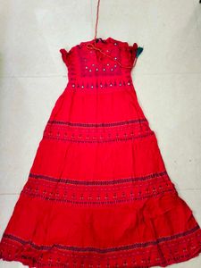 Red Embroidered Ethnic Gown