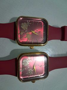 Chic Rose Gold Tone Square Dial Watches (Set of 2)