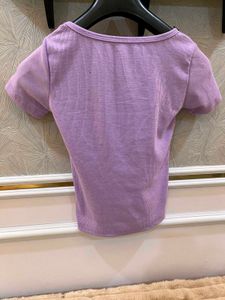 Lavender Lace Trim Crop Top