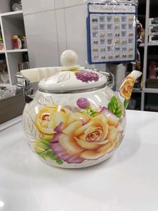 Vintage Enamel Floral Teapot
