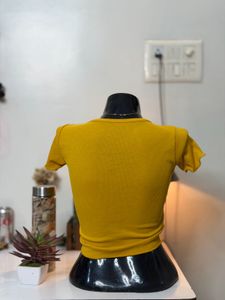 Cute Yellow Ribbed Crop Top