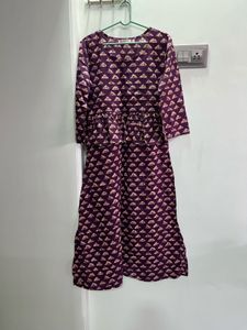 Maroon Cotton Straight Kurti