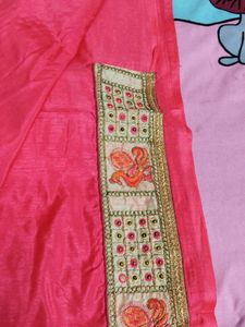 Elegant Pink Saree with Blouse and peticoat