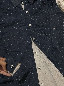 Men's Navy Polka Dot Button-Down Shirt