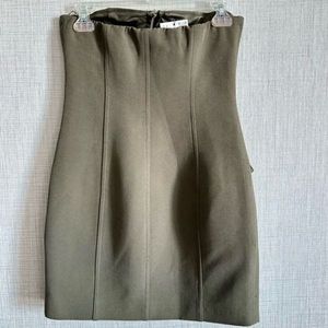 Zara Khaki Strapless Denim Dress