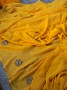 Yellow Embellished Saree