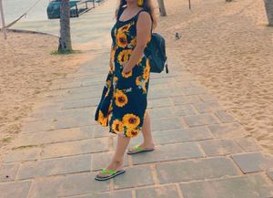 floral Print one Piece/button.slip Dress