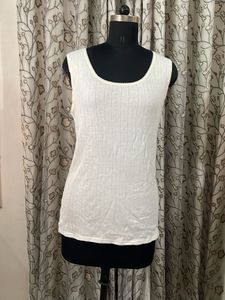White Ribbed Sleeveless Camisole Top