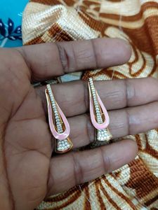 Elegant Pink &amp; Crystal Drop Earrings