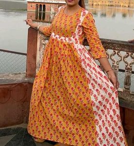 Yellow Floral Print Kurta fix price