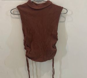 Brown Ribbed Tank Top