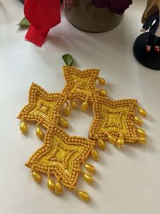 Yellow Beaded Earrings 💝