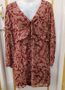 Maroon Paisley Print Dress