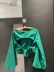 Emerald Green Bell Sleeve Blouse