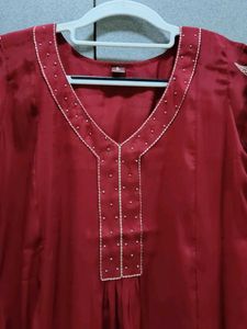 Elegant Red  Suit with Pearl Handwork