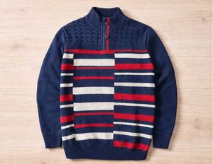 Classic Striped Mock Neck Sweater