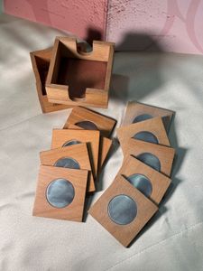 Wooden Coasters with Metal Accent.