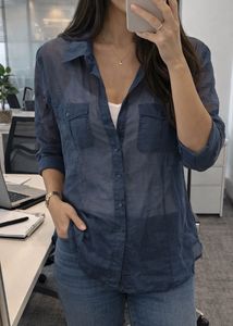 Sheer Blue Button-Up Shirt