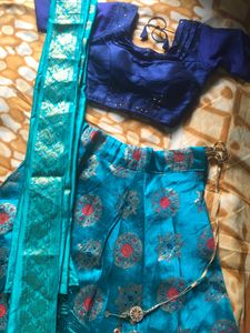 Teal Lehenga With Padded Choli