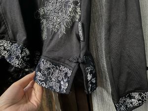 Black Embroidered Dragon Mandarin Collar Top