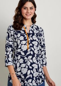 Navy Blue Floral Kurta Top