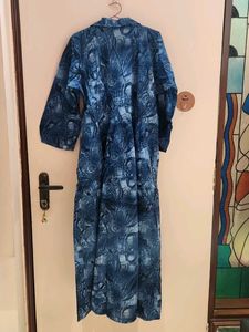 Elegant Blue Printed Ethnic Gown