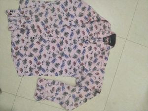 Men's Pink Floral Print Button-Down Shirt