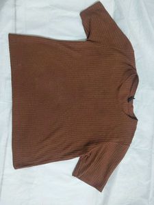 Brown Textured T-Shirt