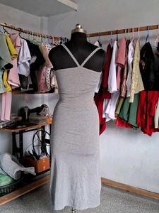 Grey Spaghetti Strap Maxi Dress