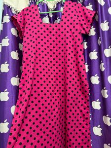 Pink Polka Dot Kurta Set