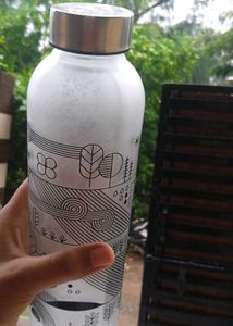 Frosted Glass Water Bottle with Artistic Design
