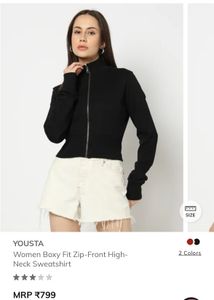 Stylish Black Zip-Front Sweatshirt