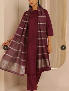 Libas Round Neck Pleated Straight Kurta with Trous