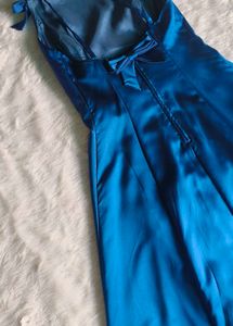 Elegant Royal Blue Bow Detail Maxi Dress