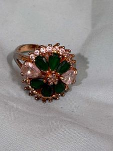 Elegant Emerald &amp; Crystal Rings Set